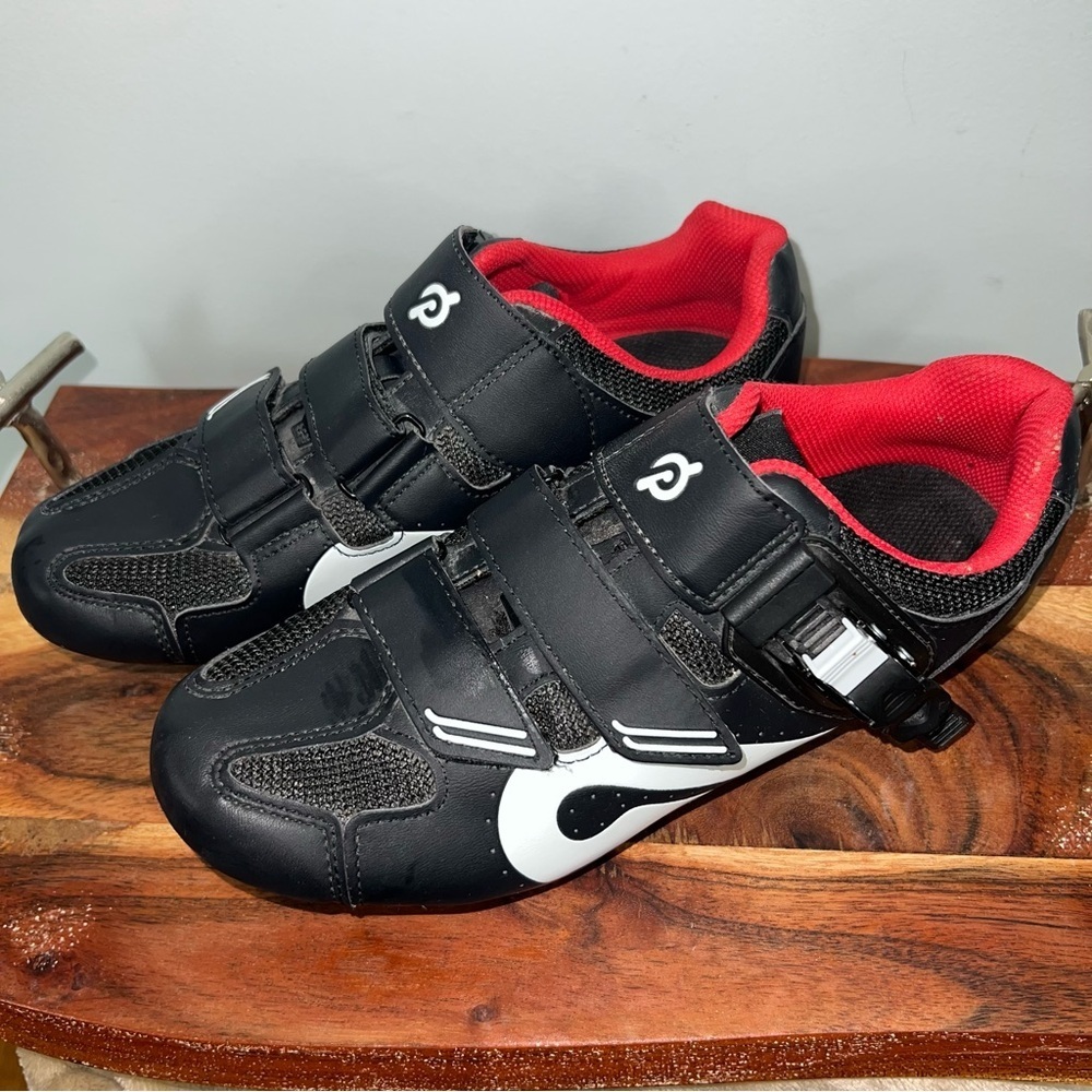 Peloton Cycling Shoes Delta Look Cleats Black Red Clip in Spin Shoes EU 39 US8 8 - Picture 5 of 11